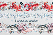 Seafood watercolor clipart, a Food Illustration by Eva Kleinman (Thumbnail 9 of 13)