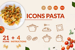 Linear Icons For Pasta Packaging