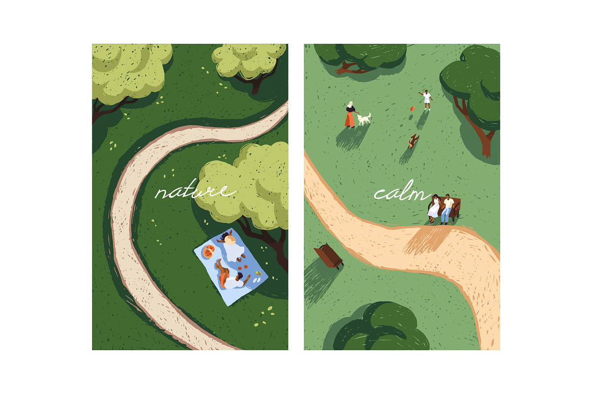 People have picnic in nature cards, a Seasonal Illustration by PaperTrident (Photo 3 of 5)