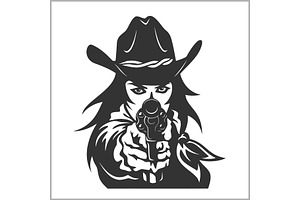 Western Girl With Revolver