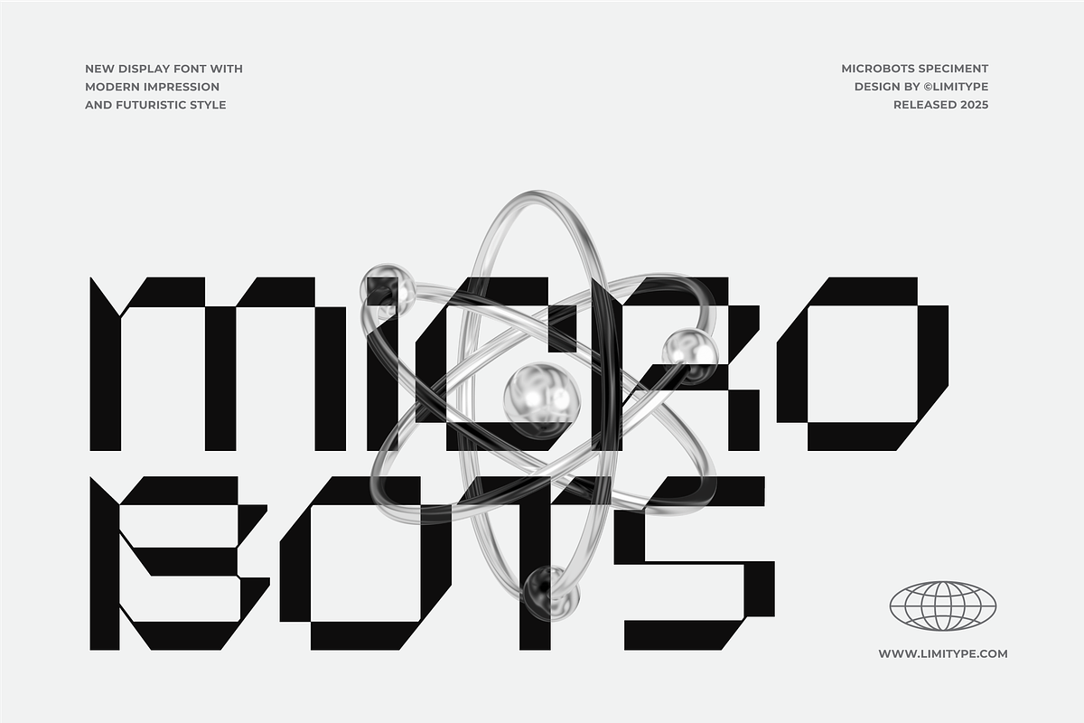Microbots - Futuristic Font, a Sans Serif Font by limitype (Photo 1 of 10)