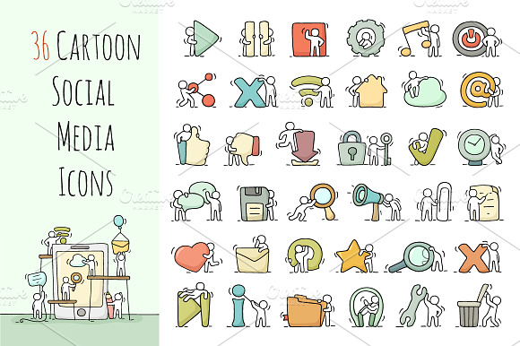 Cartoon Social Media Icons