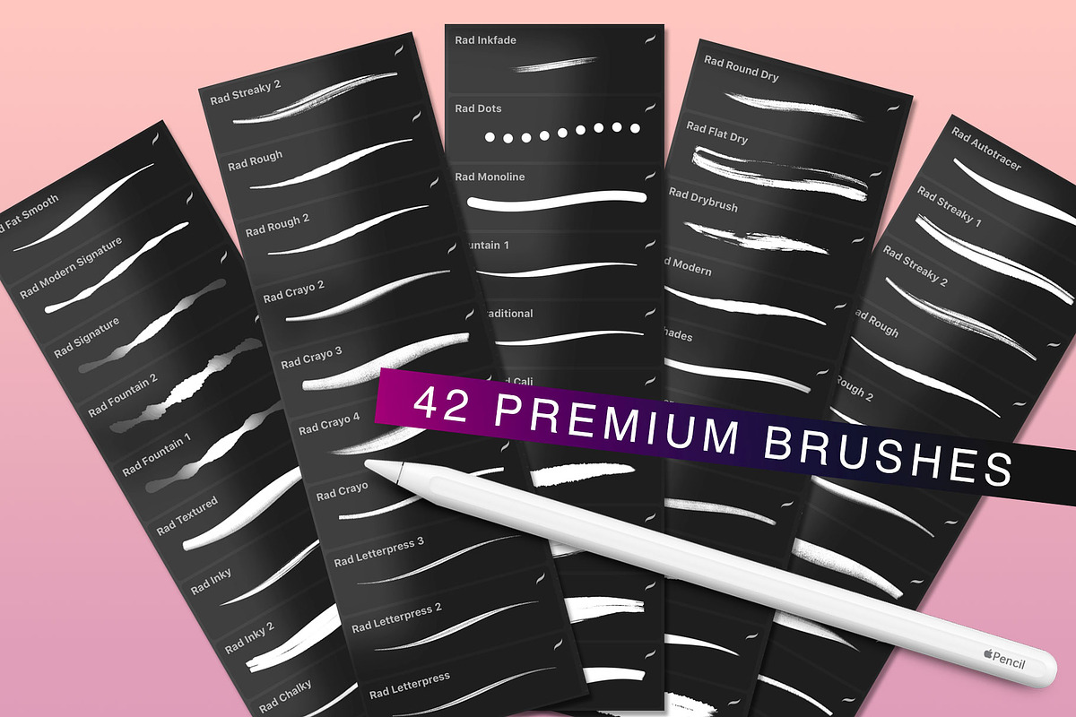 Procreate 5 Lettering Brushes, a Brush Add-On by RadekBroz (Photo 7 of 10)