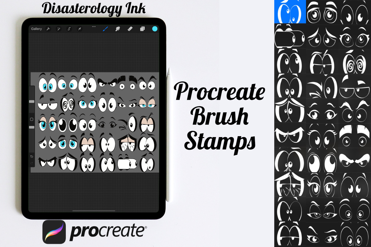 Cartoon Eyes Set 1 Procreate Brush, a Brush Add-On by Disasterology Ink (Photo 3 of 10)