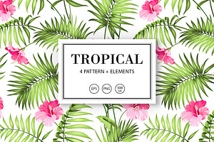 50% OFF! Tropical flowers & element
