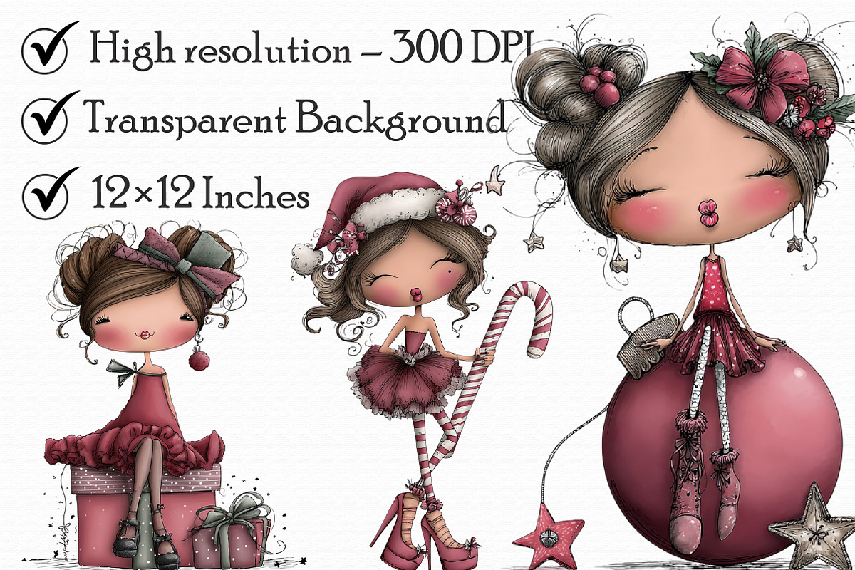 Whimsical Christmas Pin Up Girl Clip, an Illustration by Libby Wishes (Photo 6 of 7)