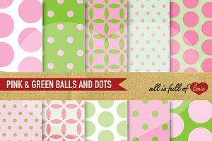 Pink Green Polka Dots Patterns