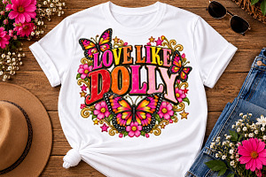 Love Like Dolly Butterfly PNG Shirt, a Seasonal Illustration by Watercolor design