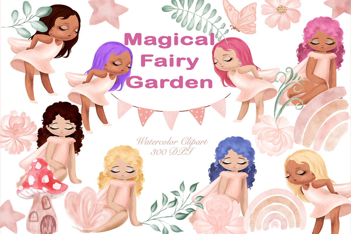 Magical Fairy Garden Clipart Set, an Education Illustration by HabitusDesigns (Photo 1 of 6)