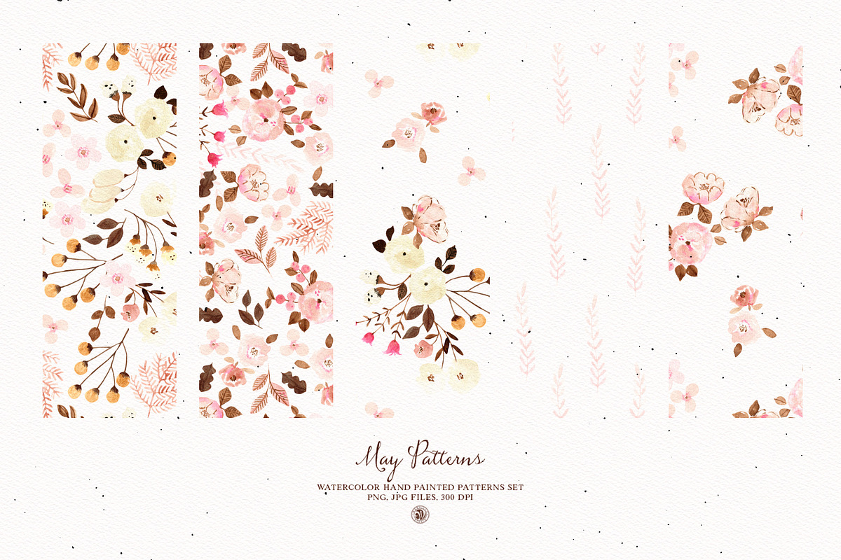 May Patterns - watercolor patterns, a Pattern Graphic by Webvilla Studio