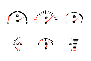 Car fuel indicator isolated set on