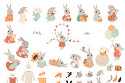Baby Rabbit Illustrations Set, an Animal Illustration by OxanaTally (Thumbnail 4 of 13)