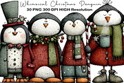 Whimsical Christmas Penguin Clipart, an Animal Illustration by Black Bird Studio (Thumbnail 1 of 6)