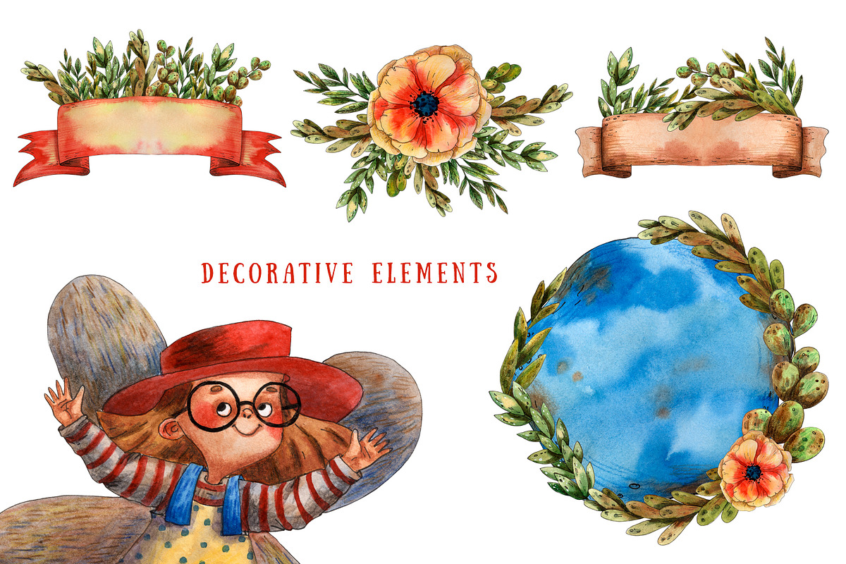 Little Fairies - Watercolor Clip Art, an Object Illustration by Mashamashastu (Photo 4 of 9)