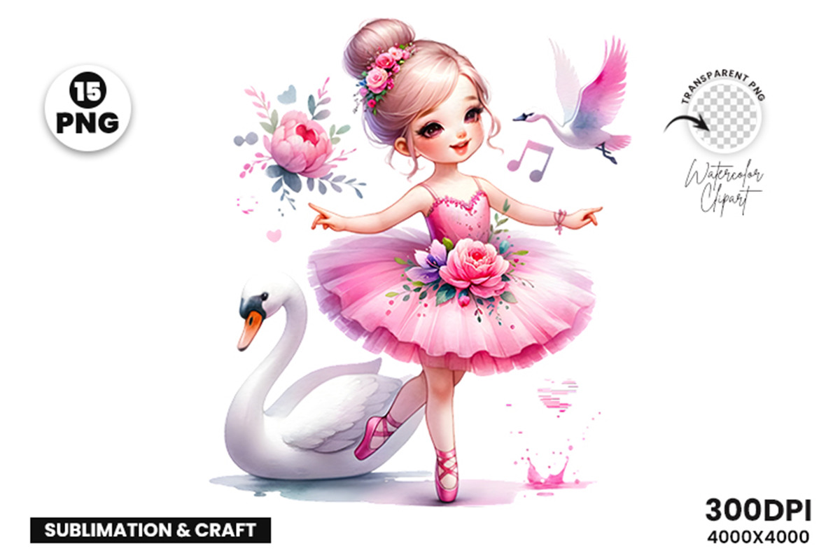 Watercolor Pink Ballerina Clipart, a Person Illustration by Creative Arslan (Photo 8 of 10)