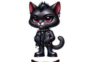 Goth Cat Digital PNG Set