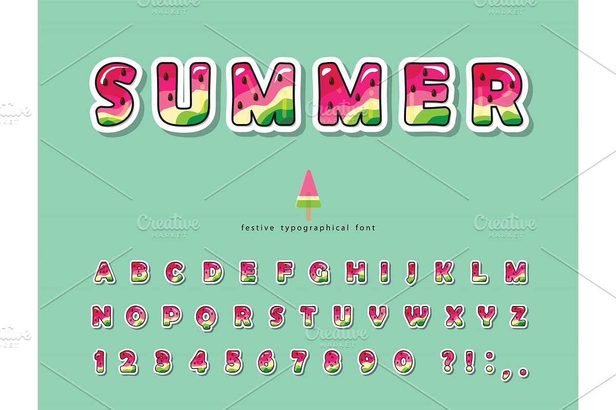 Watermelon summer alphabet, a Decorative Illustration by cutelittlethings