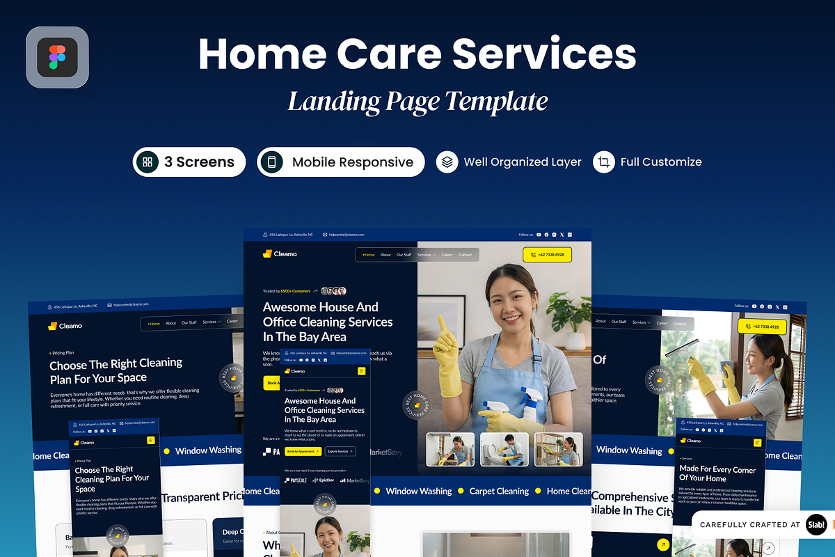 Cleamo - Home Care Service Website, a Landing Page Template by SLAB! Design (Photo 1 of 5)