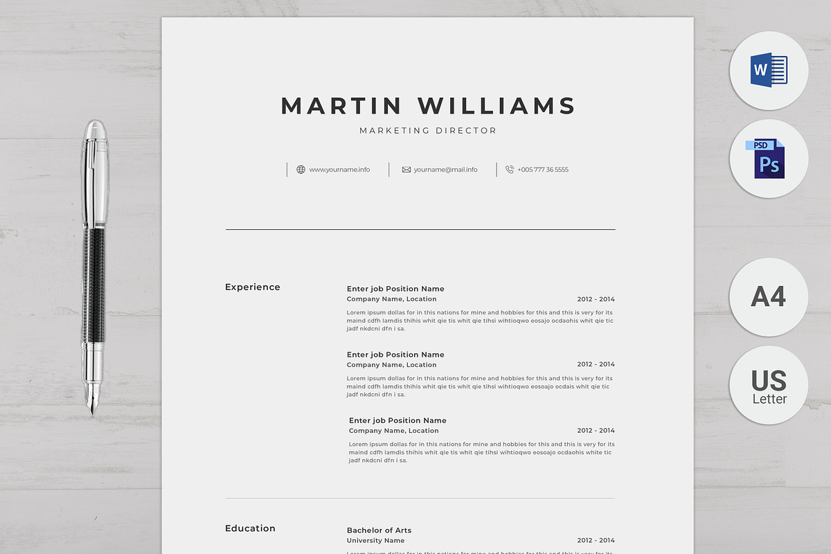 Clean Modern Resume Template, a Resume Template by UX-group (Photo 1 of 3)
