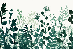 Elegant Botanical Illustration of Green Foliage Banner, an Abstract Photo by Natalia Klenova's Shop