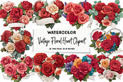 Vintage Floral Heart Clipart Sublima, an Illustration by DreamArtGraphic (Thumbnail 1 of 4)