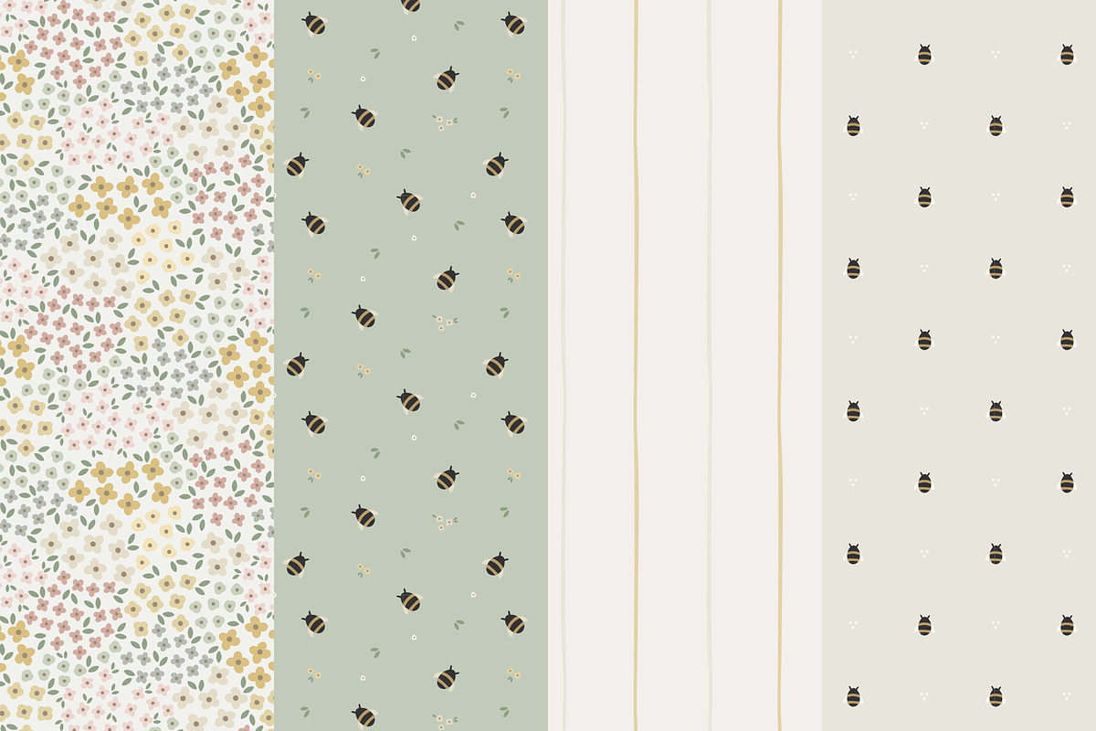 Bea & Bee 16 Seamless Patterns, a Pattern Graphic by Emilie Cliche (Photo 6 of 9)