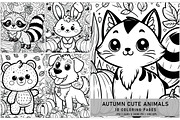 Autumn Cute Animals Coloring Pages, a Seasonal Illustration by Digital Art Creations (Thumbnail 2 of 4)