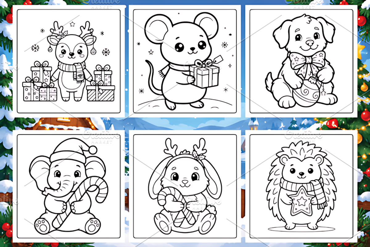 Christmas Cuteness Coloring Book, a Seasonal Illustration by Design Station (Photo 2 of 3)