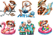 Funny Summer Old Couple Clipart, an Illustration by Designking (Thumbnail 3 of 4)