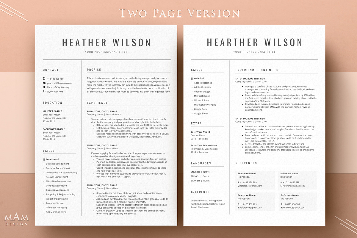 Professional Resume CV Template, a Resume Template by MAM Design (Photo 3 of 10)