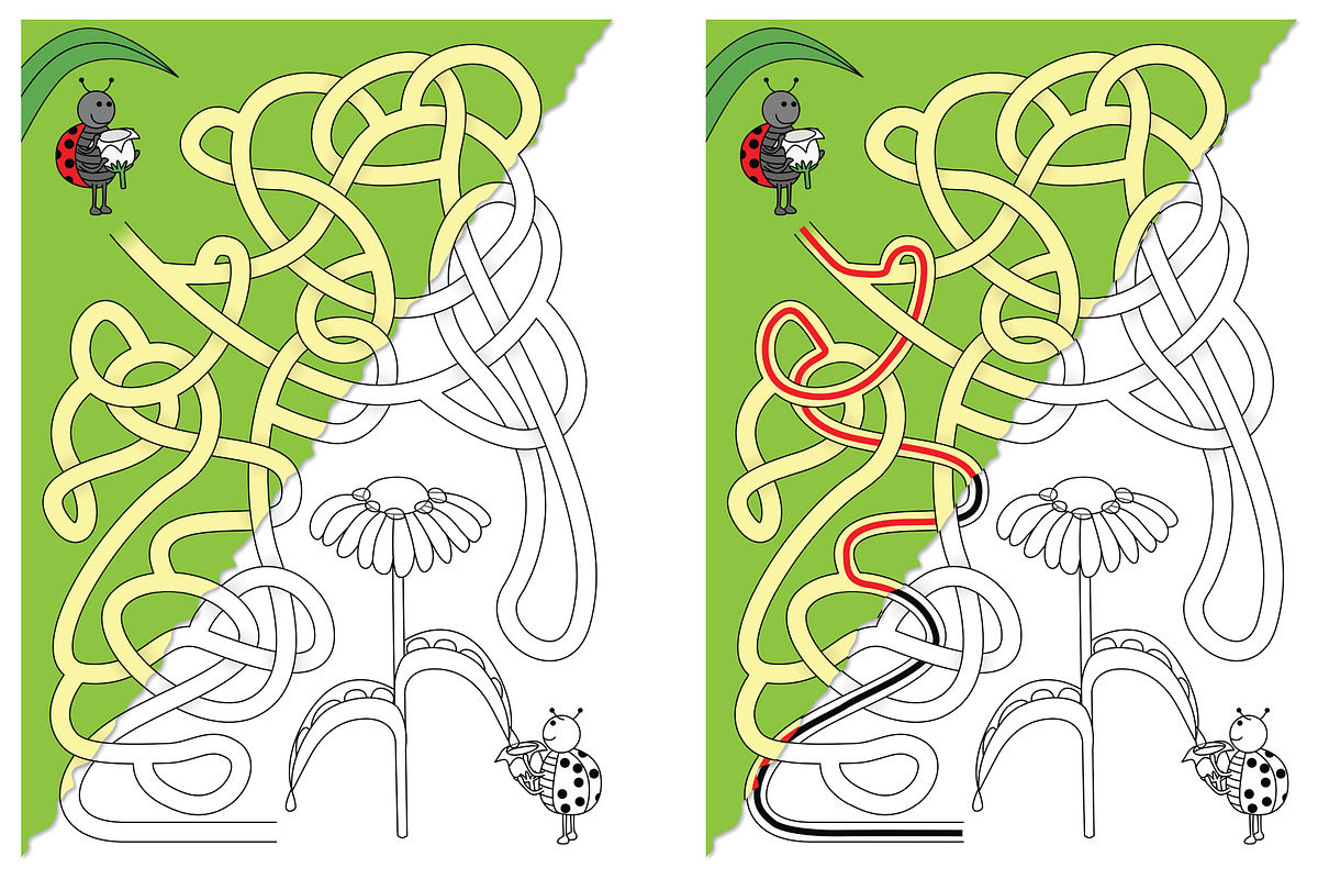 Set 126 - 8 Ladybug mazes, an Illustration by Little Bird (Photo 4 of 4)