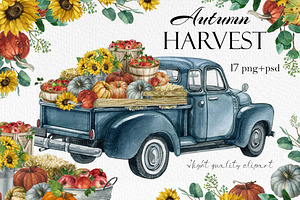 Autumn Apple Harvest Truck Clipart