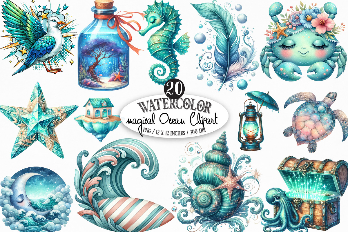The Magical Ocean Sublimation Bundle, an Illustration by Designking (Photo 1 of 4)
