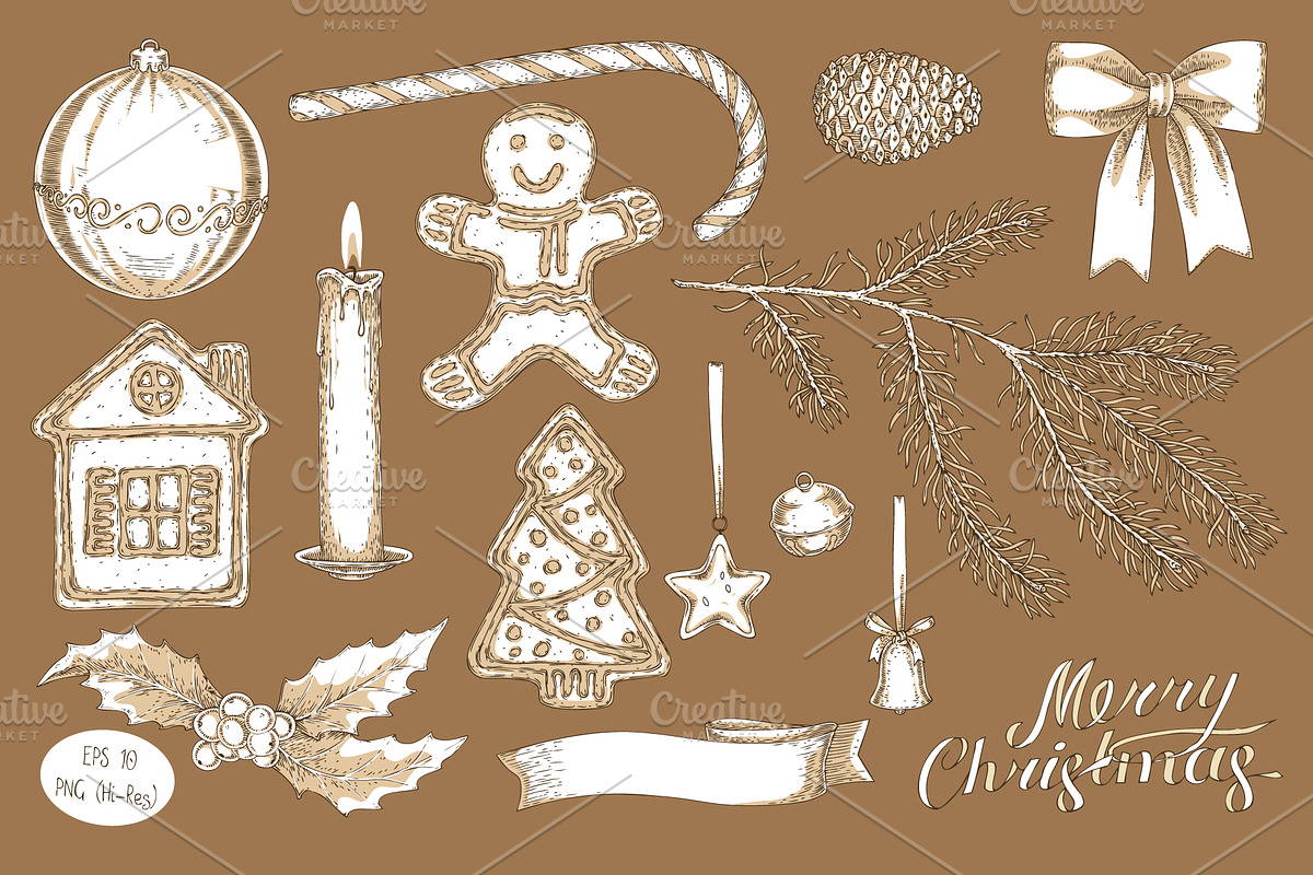 Merry Christmas Design Set, a Decorative Illustration by DeepFuze (Photo 3 of 9)