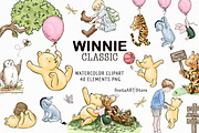 Classic Winne the Pooh Clipart, an Animal Illustration by SvetaArtStore (Thumbnail 1 of 6)