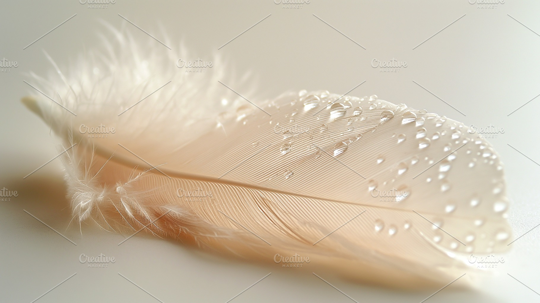 A delicate white feather adorned with droplets, showcasing intricate details an, a Background Photo by ImageMir