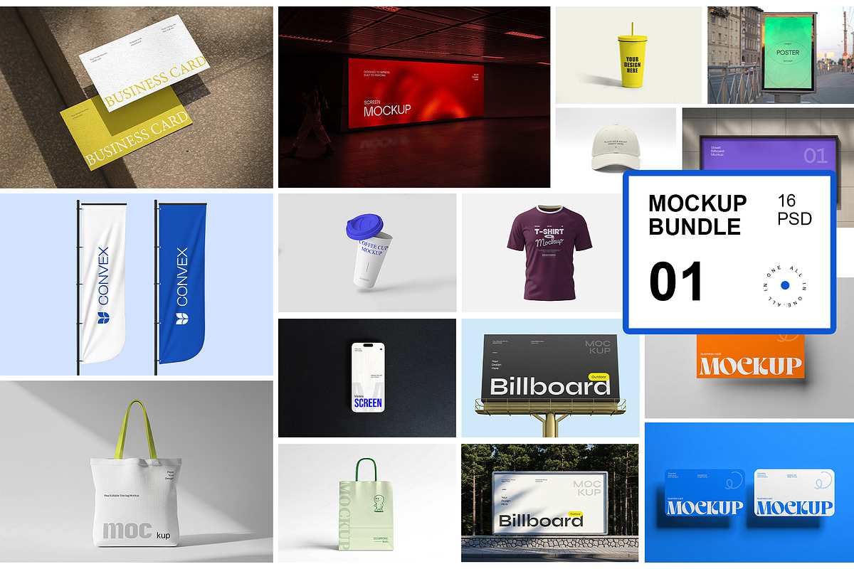 16 Realistic Mockup Bundle, an Advertising Mockup by PixelWink (Photo 1 of 5)