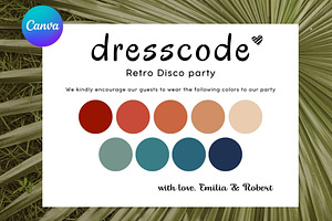 Disco Retro Party Dresscode Card