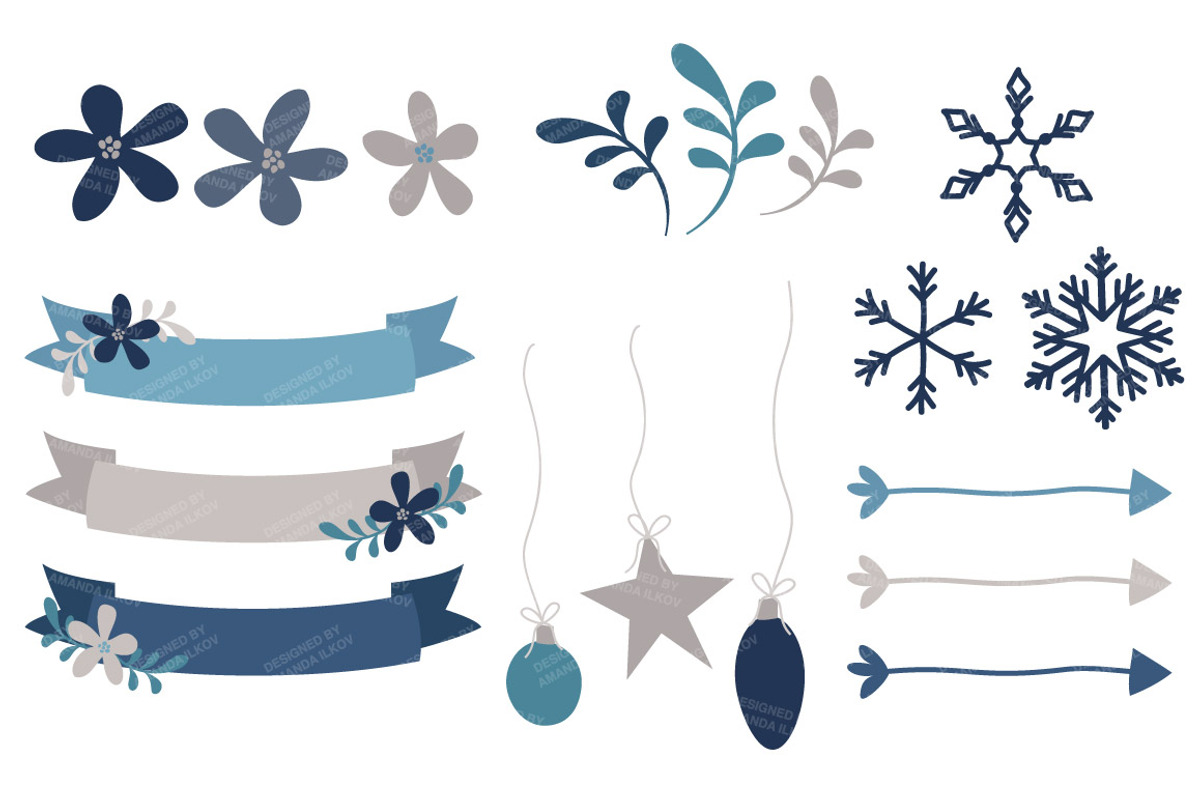Navy Christmas Wreaths & Patterns, an Illustration by Amanda Ilkov (Photo 4 of 5)