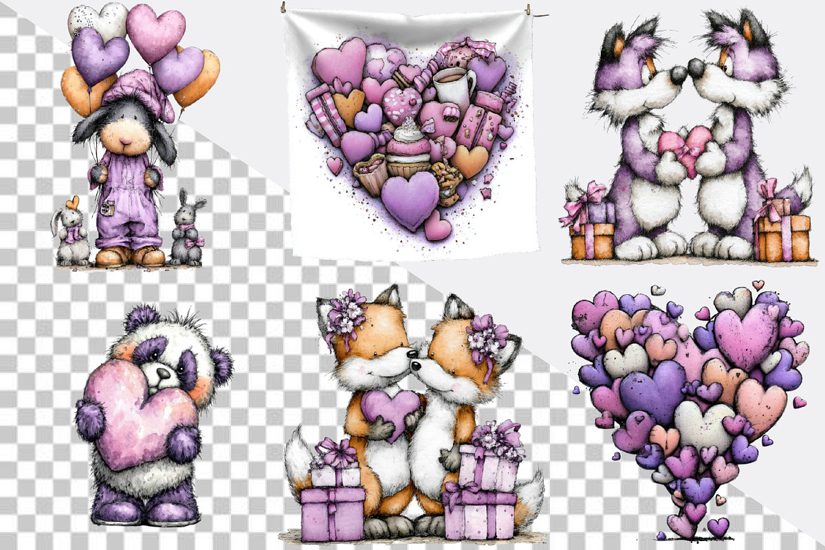 Whimsical Valentine Clipart Bundle., an Illustration by SVGArt (Photo 7 of 7)