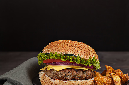 Fresh Burger Fast Lunch Meal Containing American Beef And Bun preview 5