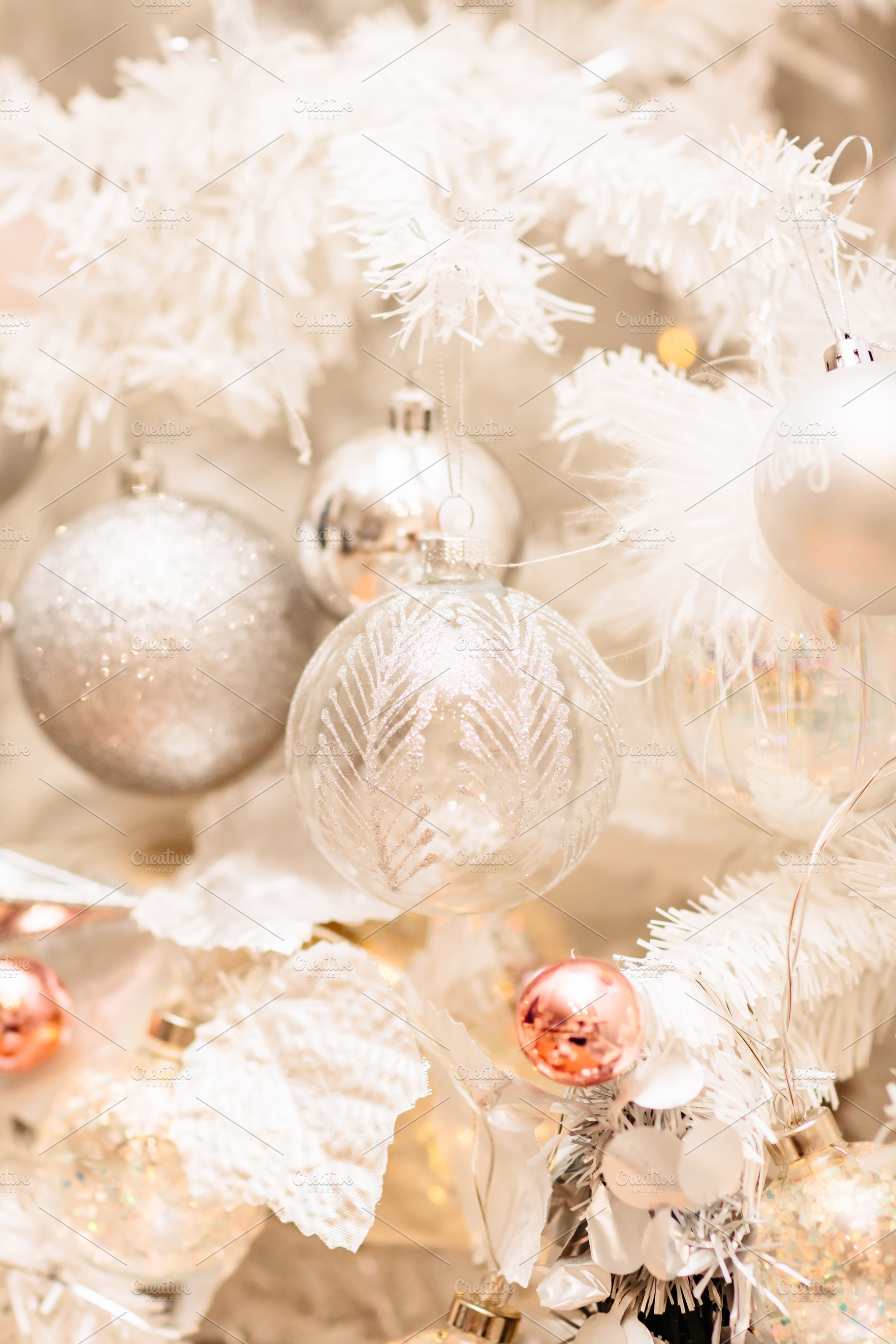 White Christmas Baubles Glitter, a Photo by The Snap Shop