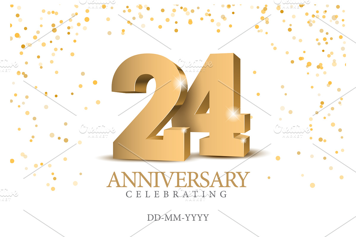 Anniversary 24. Gold card 3d numbers, a Decorative Illustration by Sunny (Photo 1 of 3)