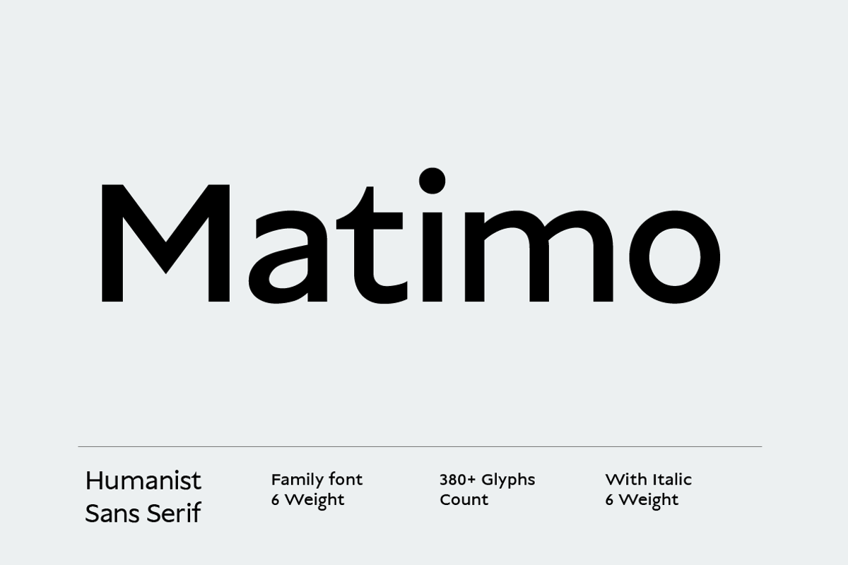 Matimo Humanist Sans Serif, a Sans Serif Font by Yukita Creative (Photo 1 of 11)