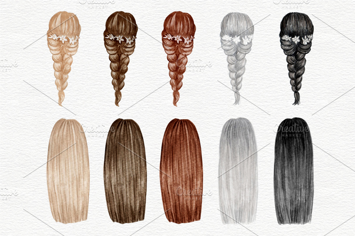 Female Hairstyles set, a Person Illustration by Colibri Watercolor (Photo 9 of 14)