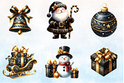 Watercolor Black & Gold Christmas C, a Seasonal Illustration by Rose Art (Thumbnail 3 of 6)