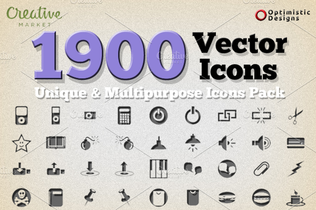 1900 Unique Vector Icons, an Icon by Optimistic Designs (Photo 1 of 4)