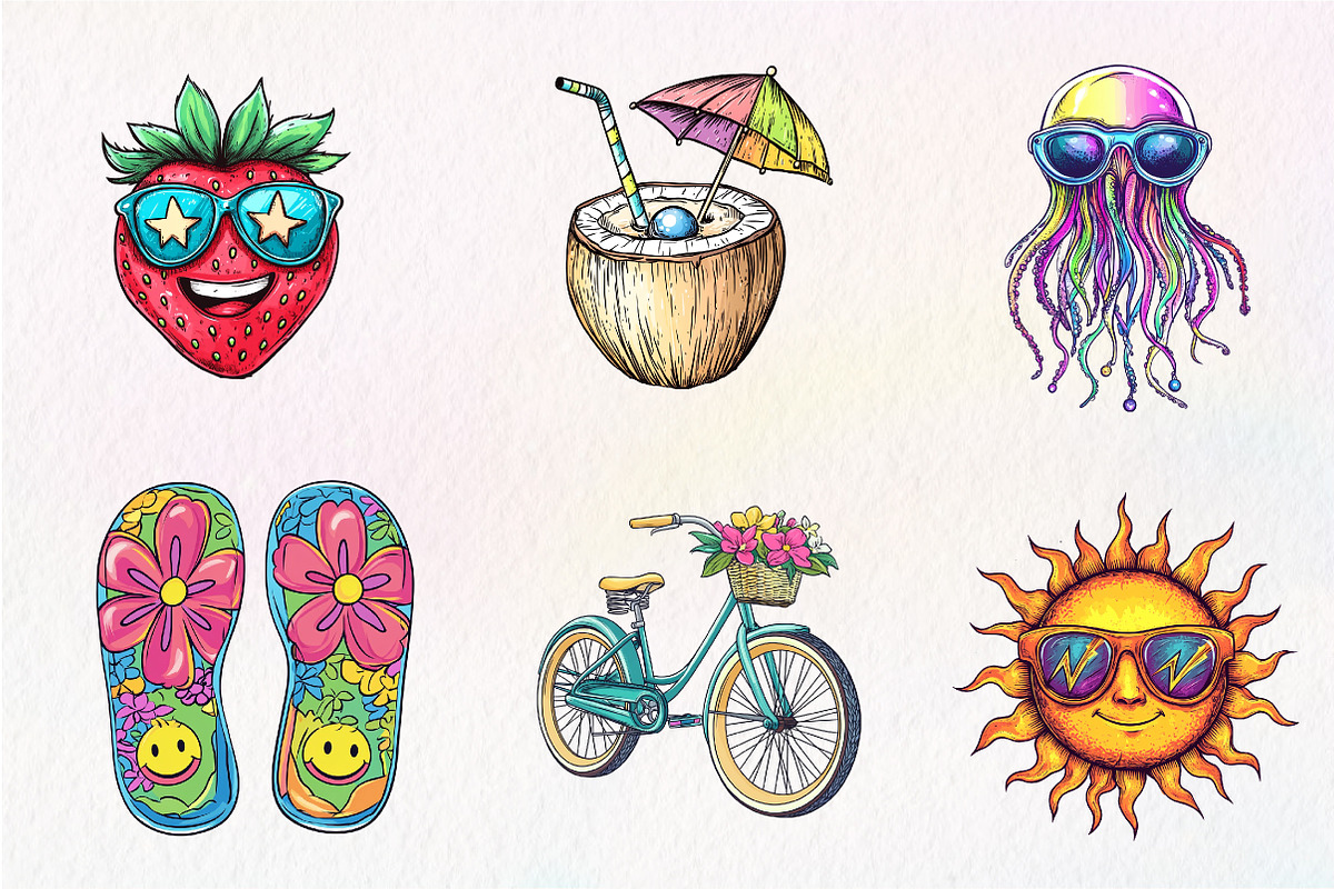 Funky Summer Clipart, an Illustration by CreationArt (Photo 4 of 5)
