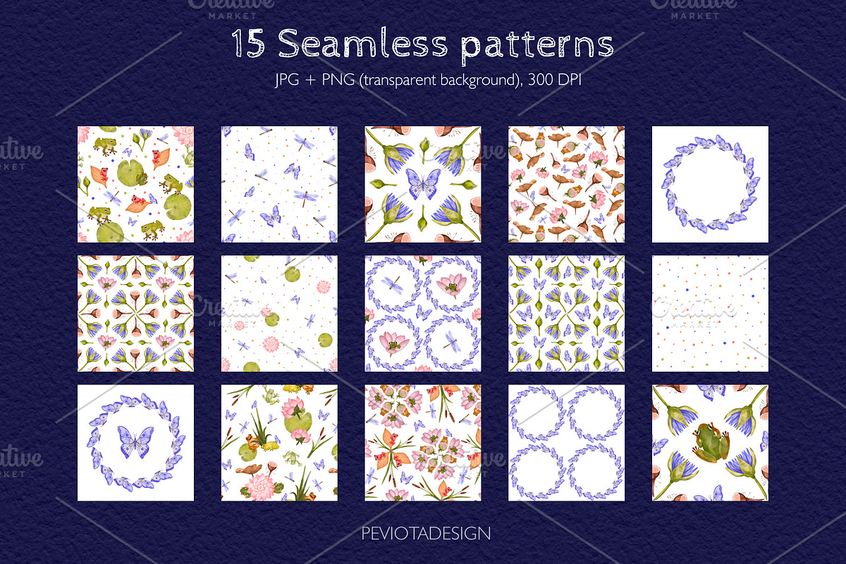 Garden collection, frogs, butterfly, a Pattern Graphic by Peviotadesign (Photo 4 of 7)