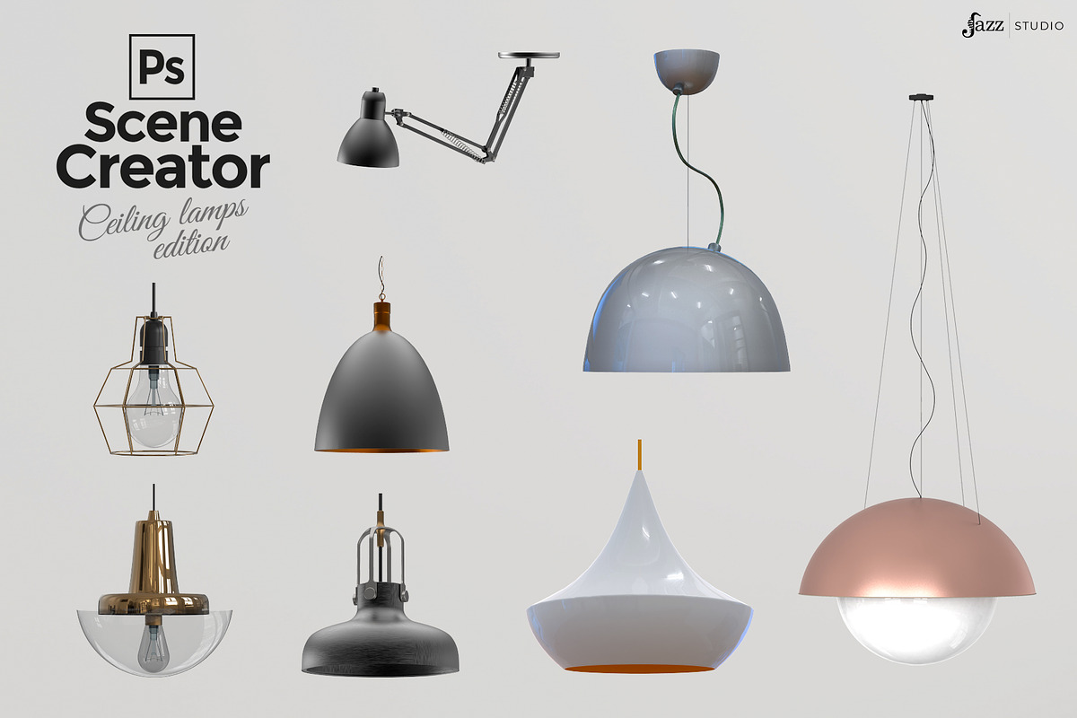 30 PSD scene creator ceiling lamps, a Household Mockup by JAZZ STUDIO (Photo 4 of 5)
